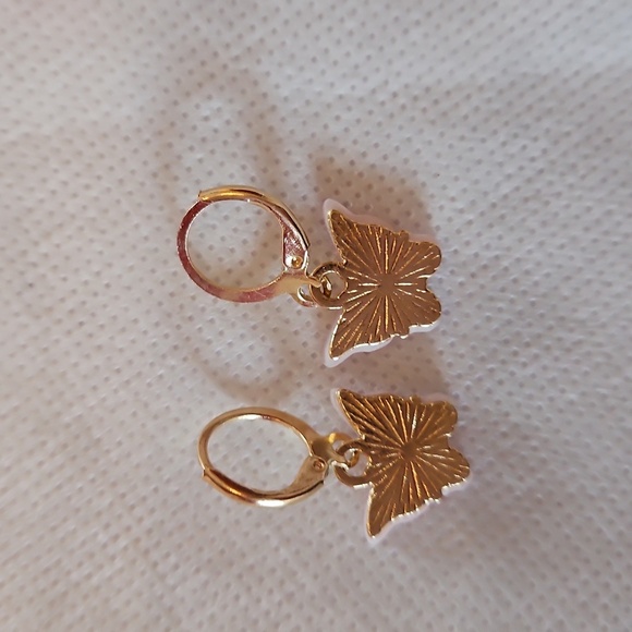 Gold and Pink Butterfly Earrings, NWOT - Picture 4 of 5